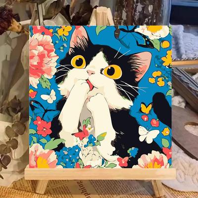 DIY Cat Digital Oil Painting Drawing By Numbers Digital Painting Room Wall Home With Oil Decoration Frame Wooden Living E8A9
