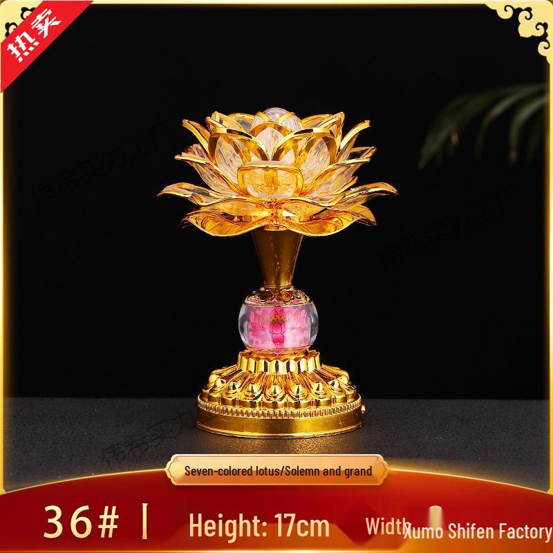 Seven-Color Lotus Bodhisattva Plug-in Offering Lamp for Buddha Hall, Year of the Horse.
