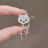 SKEDS Women Men Fashion Creative Exquisite Cute Cat Crystal Pin Lovely Kitten Rhinestone Delicate Kitten Enamel Brooch Badges
