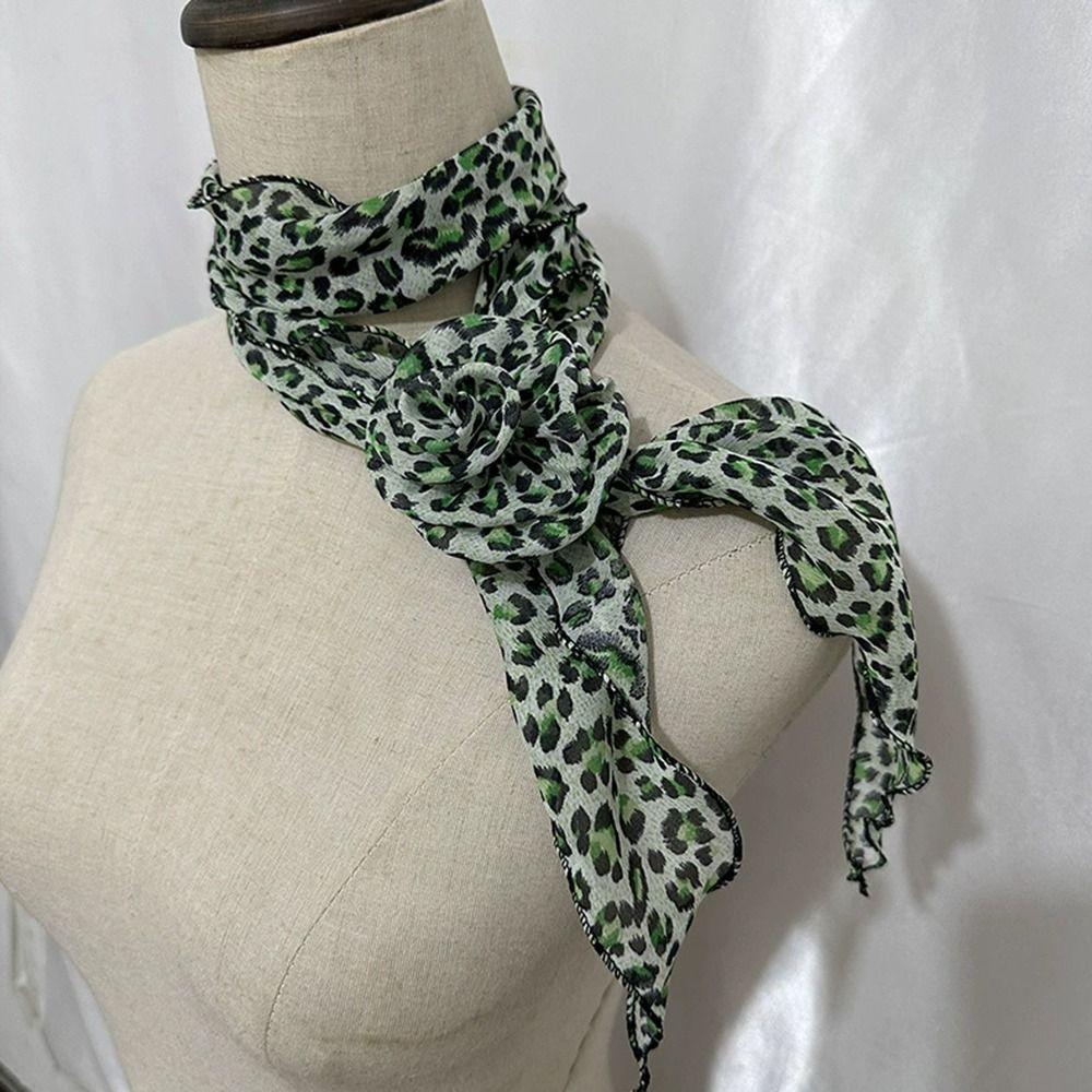 Detachable Silk Scarf Thin Floral Chiffon Scarves Fashion Neck Cover  For Women Lady Girls Female