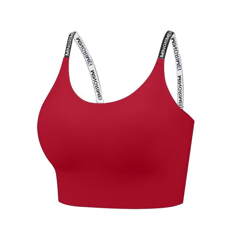 

Бесшовный спортивный бюстгальтер Lulu Cloud-Feel: Ударопрочный, Дышащий, Универсальный с ремешком с надписью - Идеально подходит для йоги и фитнеса. L красный