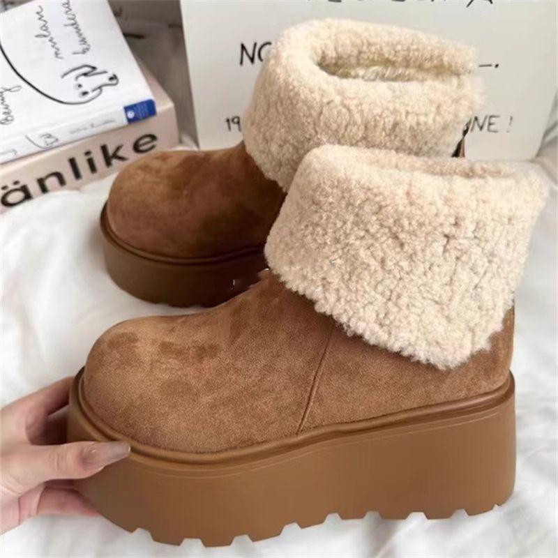 Super Fire Retro Versatile Velvet Cotton Boots Women's Small Thick-soled Casual Warm Snow Boots Winter 2025 Winter New