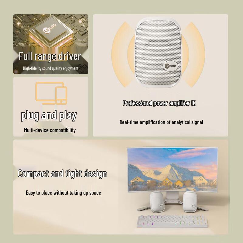 Lenovo DS123 Wired Mini Desktop Speakers