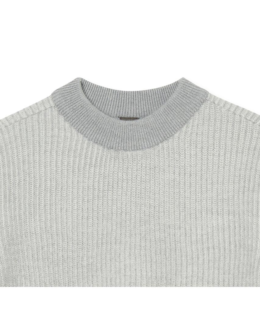 IOLO Two-Tone Ribbed Half Mock Neck_Light Gray