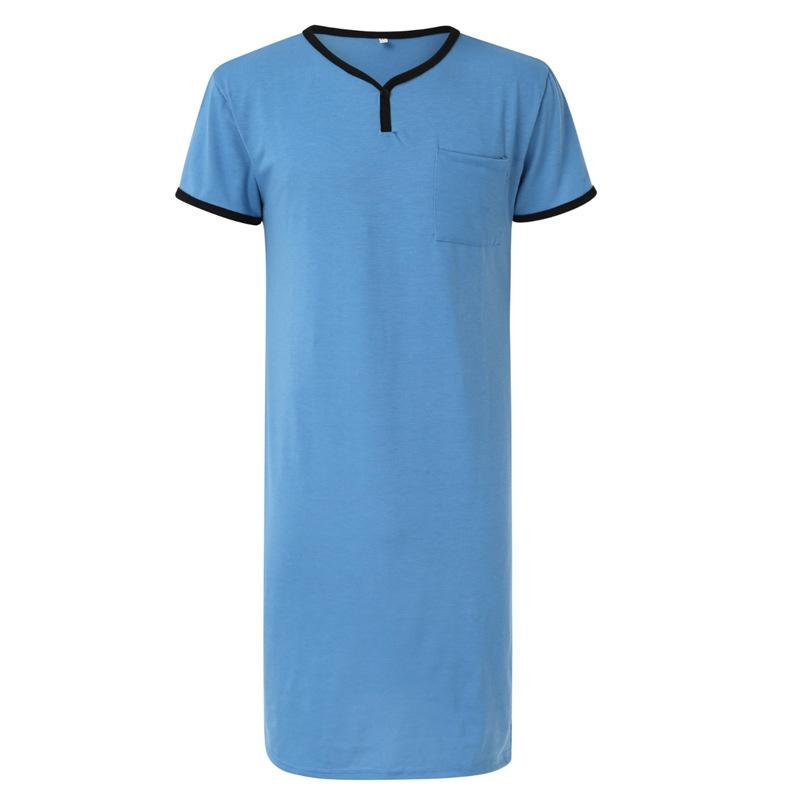 

Тонкий Дышащий Приятный к коже Свободный Комплект мужской домашней одежды с коротким рукавом XL королевский синий