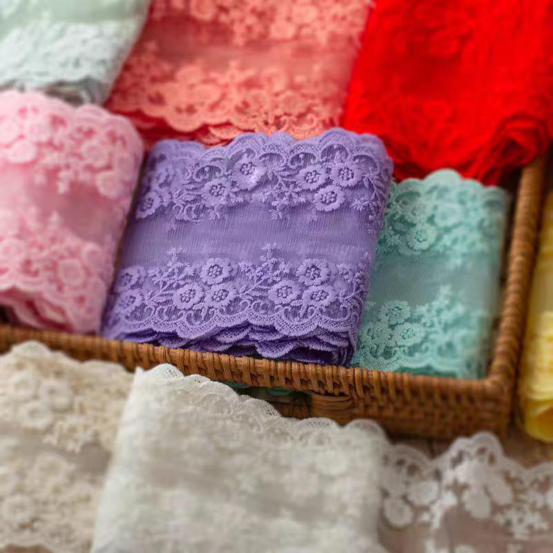 1 Yard Tissu de Dentelle de Coton Coloré Brodé de Fleurs Rideaux Robes Fournitures de Couture DIY