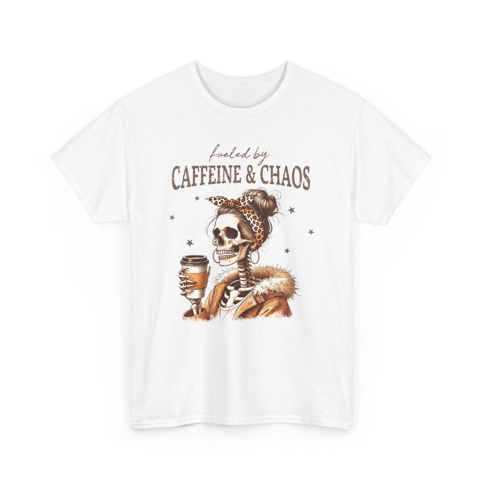 Coffee T-Shirt | Funny Caffeine Addict Caffeine and Chaos Mama Shirt 2XL