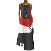 New Women's Retro V-Neck Sleeveless Printed Summer Dress with Pockets, Style 9333
