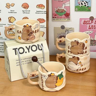 Capibara Stacked Cute Water Cup Household Coffee Cup Mug Souvenir Cup Ceramic High-Value Couple