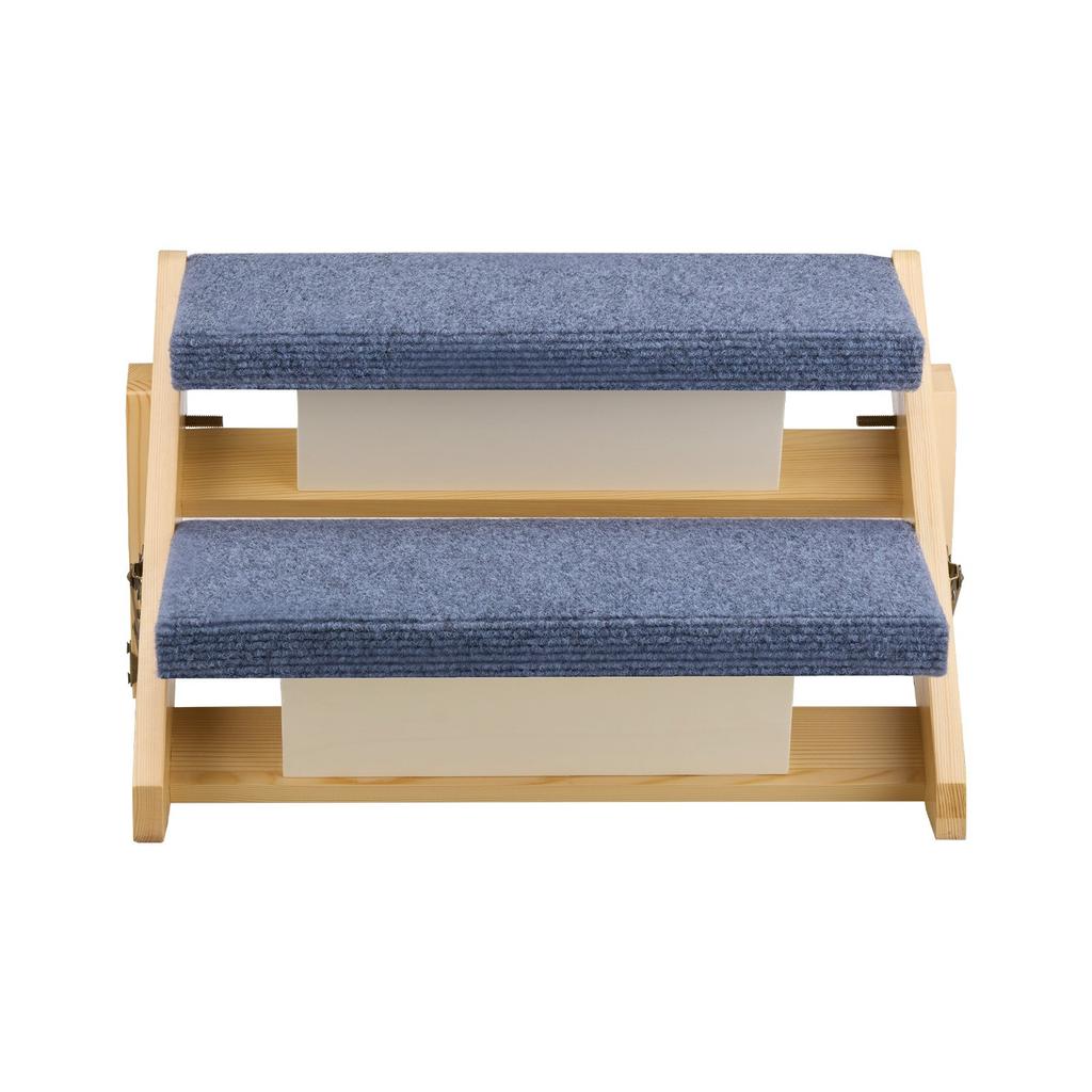 VEVOR Wood Pet Stairs, 2-Step Dog Stairs for Beds, Sofa & Cars, 50 Kg Load Capacity, Floded Flat Design