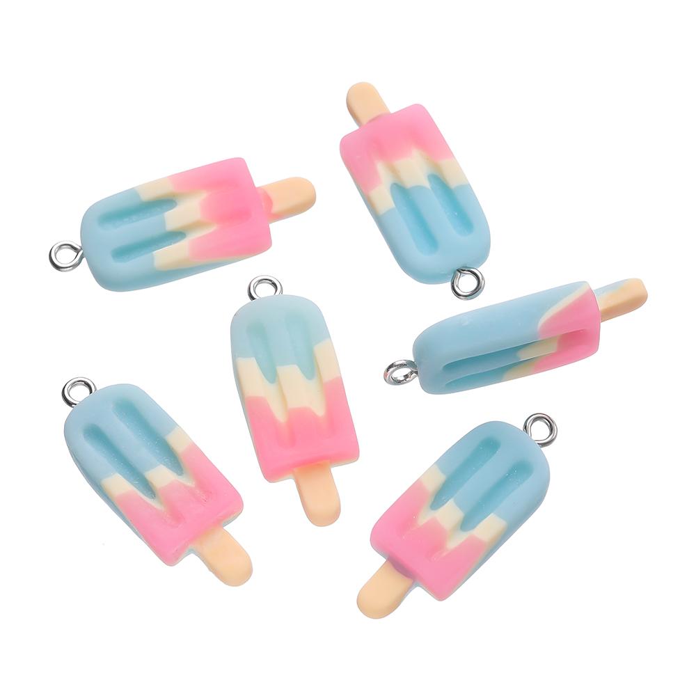 

10pcs 12x32mm Cute Colorful Popsicle Shape Resin Charm Pendants for Necklace Bracelet Pendant DIY Jewelry Making Accessories
