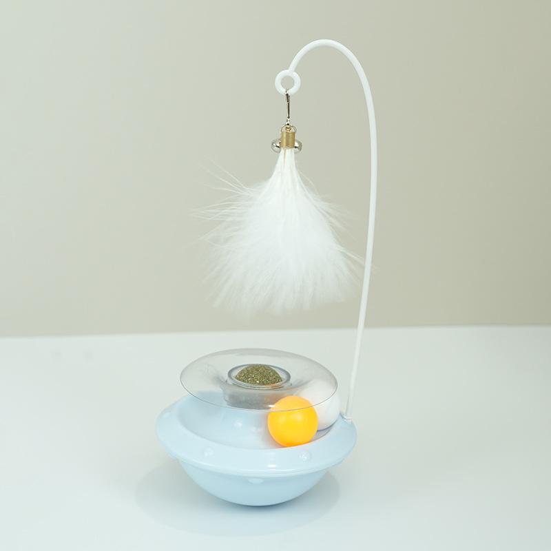 New Cat Toy Tumbler Cat Teaser Stick Feathers Self-hi To Relieve Boredom Catnip Ball Kitten Grinding Teeth To Tease Cat Supplies