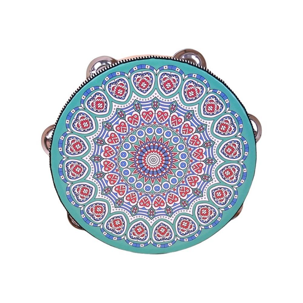 

8 Inch Tambourine for Adults Metal Jingles Wooden Tambourine Handheld Drum for Band Performance Style 7