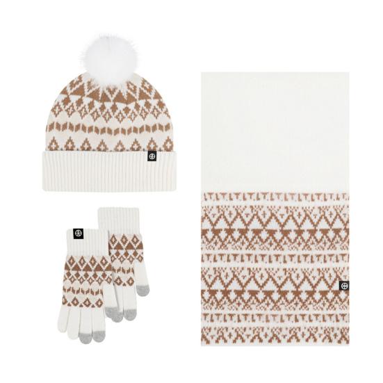 Women Winter Hat Scarf Gloves Set Pom Pom Warm Hat Long Knit Scarf Touchscreen Gloves Set Thick Warm 3 in 1 Set