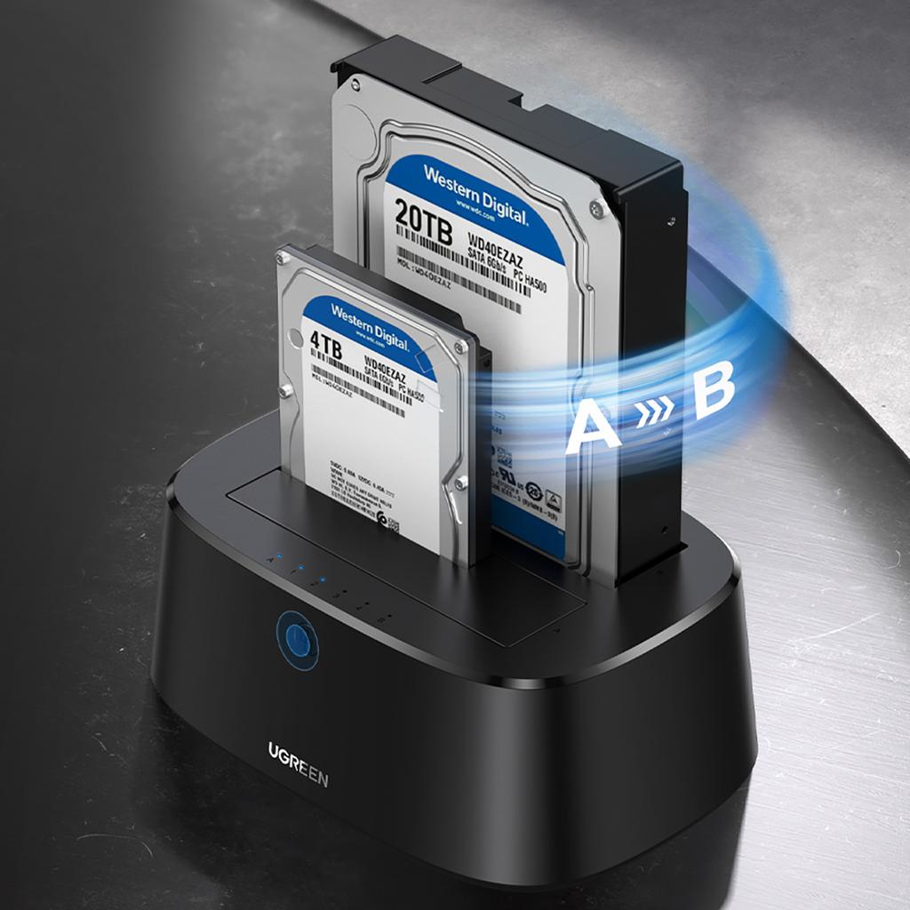 Ugreen CM198 USB 3.0 SATA Hard Drive Docking Station with EU Power Adapter - Supports 2.5"/3.5" Drives - Black