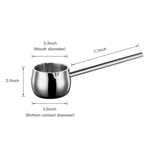 IMEEA Milk Pan, Saucepan, SUS304 Stainless Steel, Induction Compatible, 300cc, Long Handle, Saucepan, Mini Milk Pan, Small Pot, Baby Food, Silver