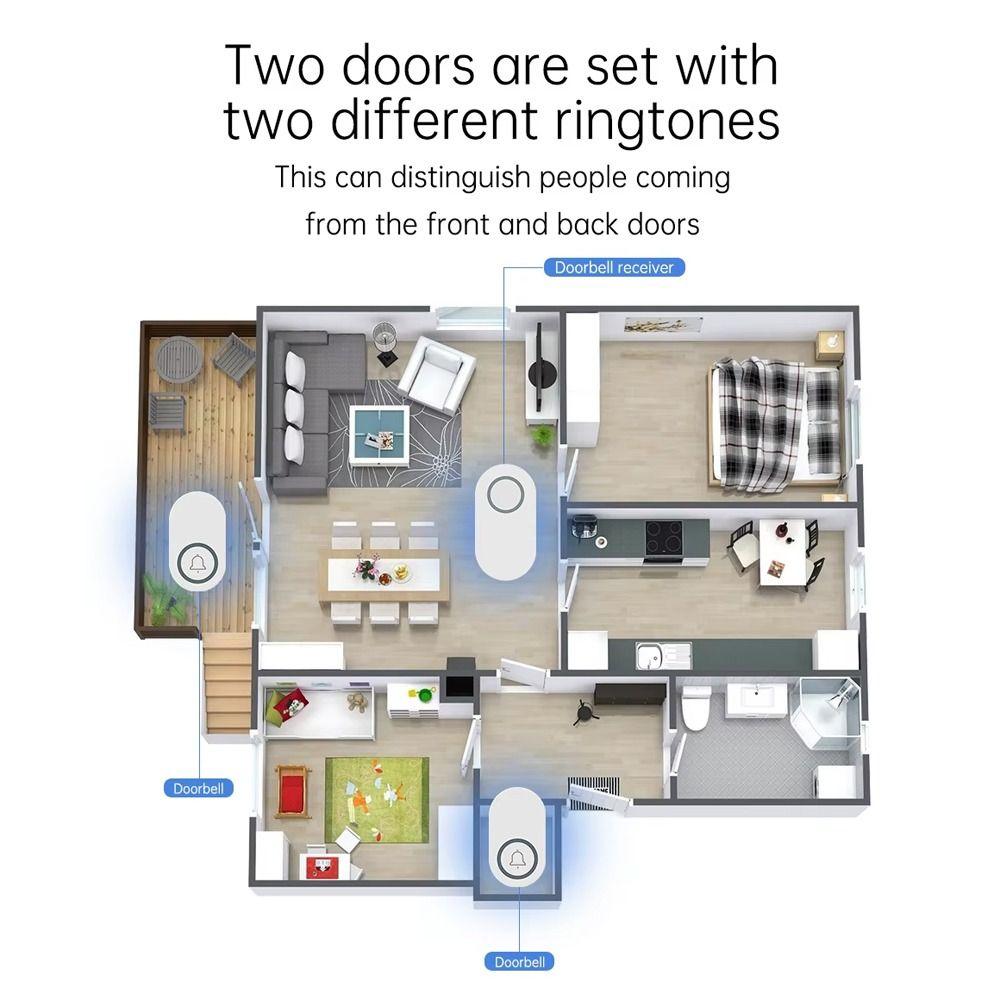 Wasserdichte Drahtlose Türklingel Hohe Lautstärke Türgong-Set Smart Home Induktions-Türklingel Büro