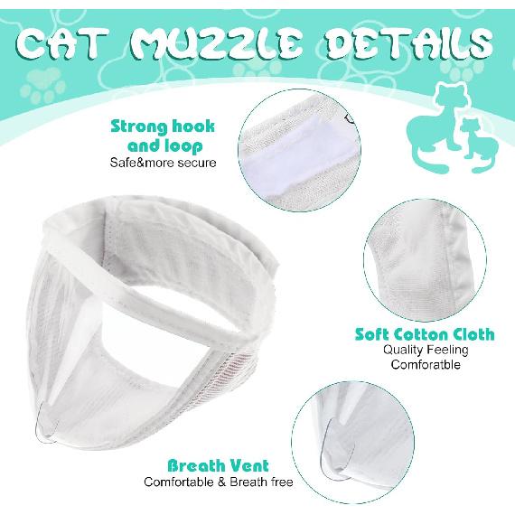 Hillban Cat Muzzle for Grooming with 4 Silicone Boots Breathable Transparent Face Guard Silicone Cat Claw Covers Anti Scratch Booties to Prevent