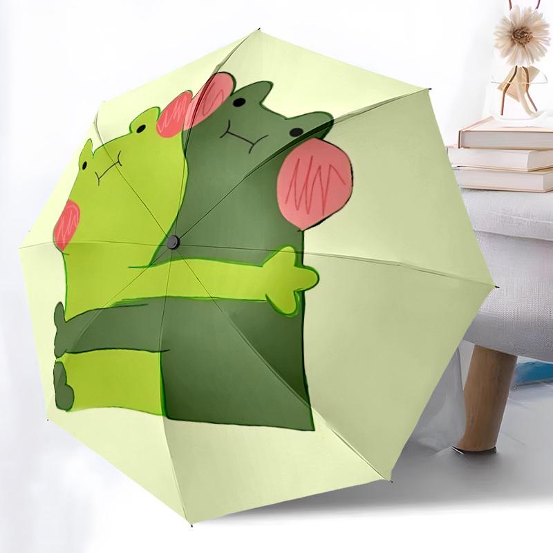 1pc Frog Hug Automatic Folding Umbrella Portable Collapsible 8-Rib Umbrella for All Seasons, Casual Outdoor Accessory, B34