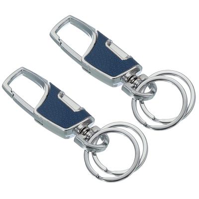 Car Key Detachable Leather Key Stainless Steel Buckle Key 2 Rings Unisex Set of [uxcell] Chain, Holder, Holder, Included, (Blue, 2)