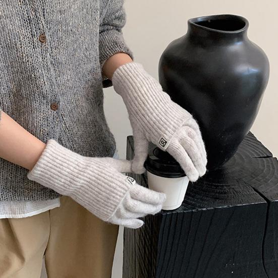 Women Convertible Winter Gloves Warm Touchscreen Gloves 2-in-1 Knitted Stretchy Texting Gloves for Daily Outings Driving