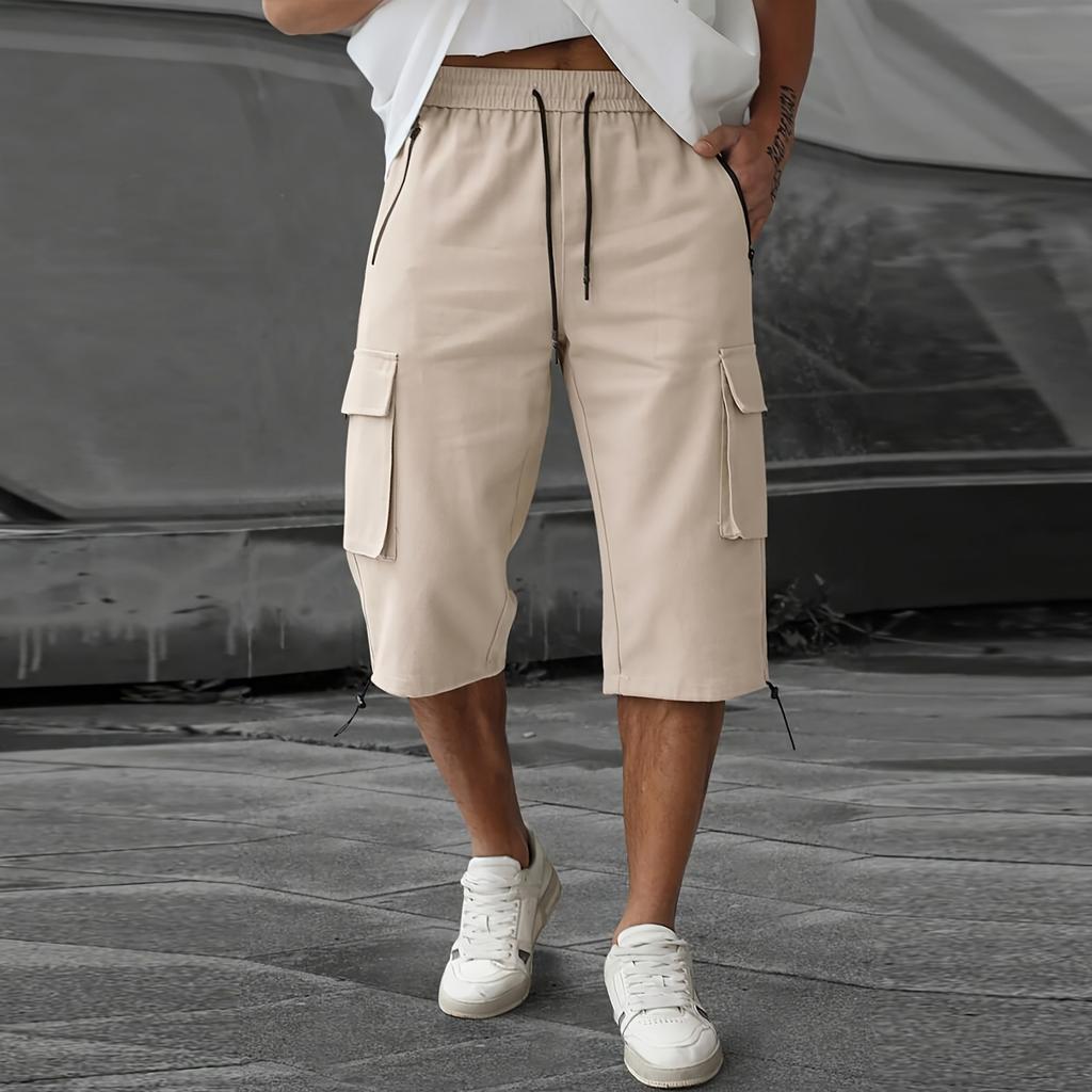 Men's Casual And Fashionable Lace-up Lightweight Sports Shorts - Men's Loose Multi-pocket Work Pants