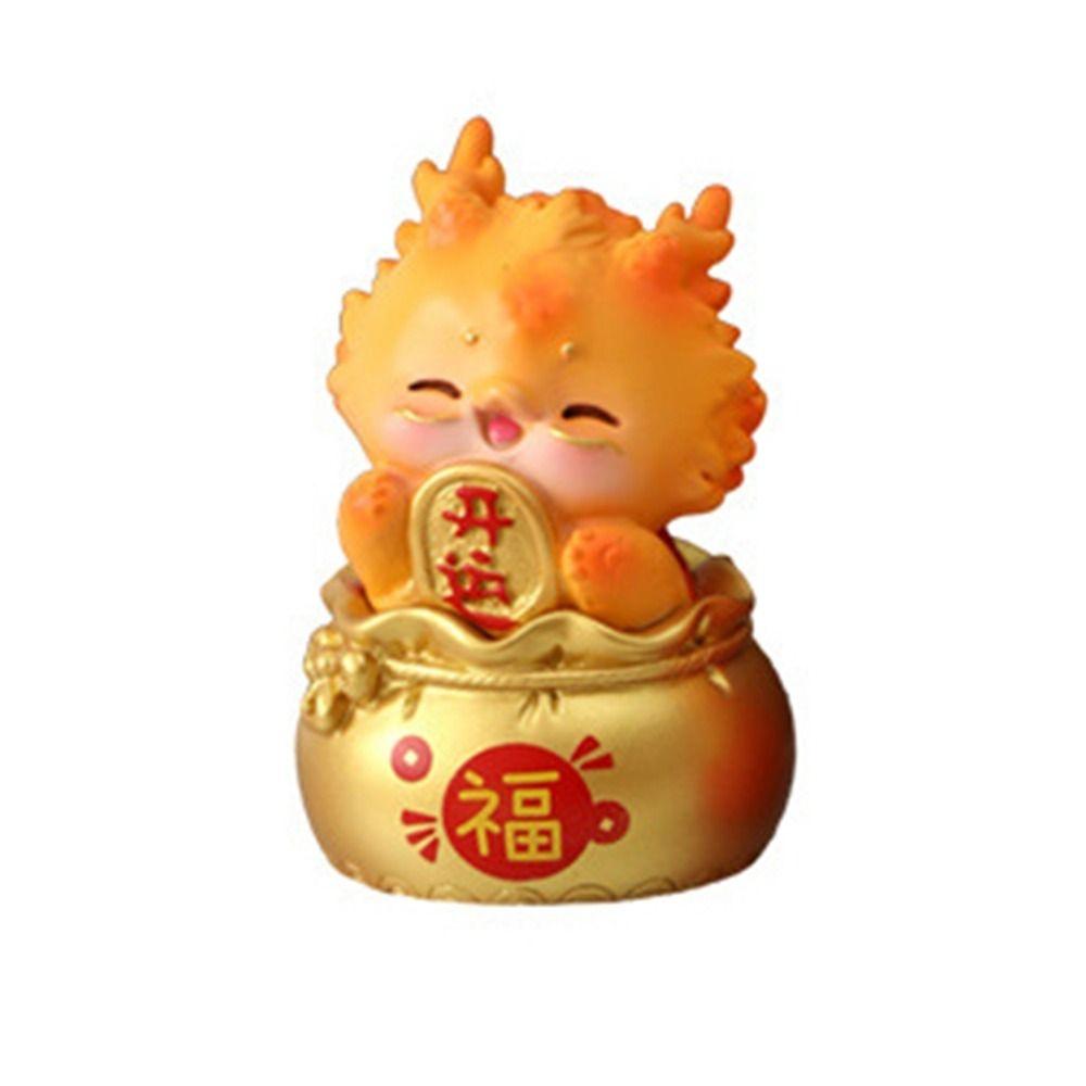Waterproof Zodiac Dragon Ornaments Dragon Design Resin Dragon Miniatures Wear-resistant Cartoon Dragon Year Lucky Ornaments