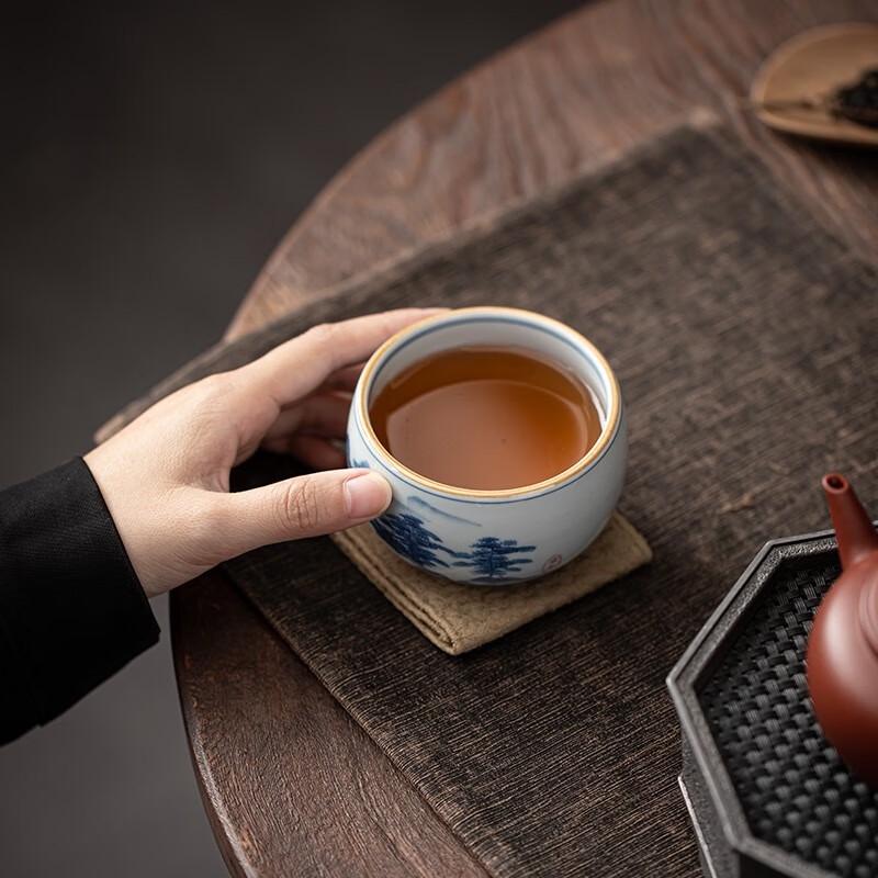 Su-Style Hand-Painted Lotus Mountain Kung Fu Tea Cup Set