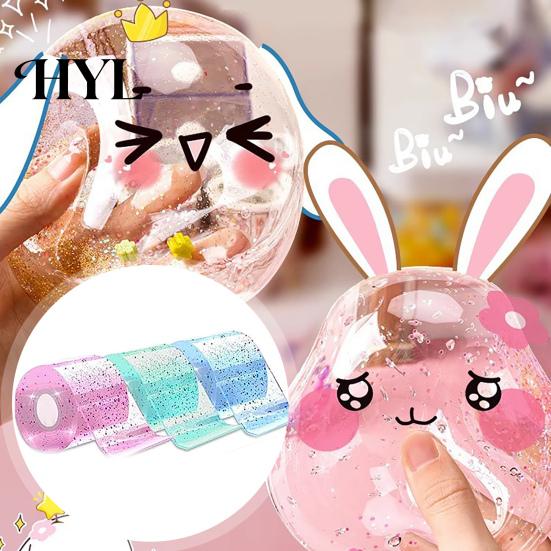 Funny Nano Bubble Tape 1 Set 300CM Toy with Straw Charm Sticker Inflator High Elasticity Tweezer Adhesive Stress Relief DIY Craft Making Kit Children