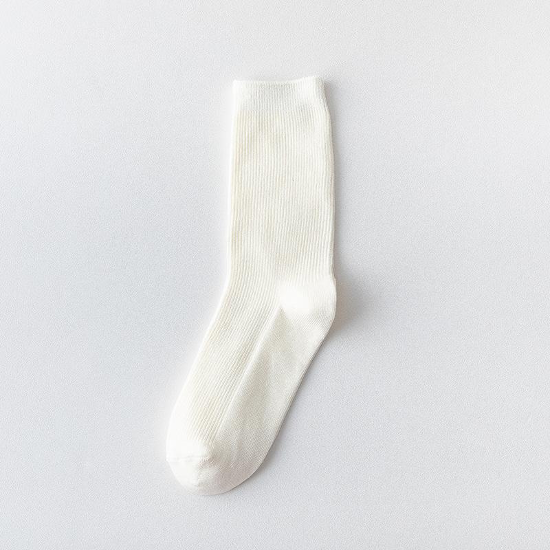 Summer Thin Mid-calf Socks for Women, Solid-color Trendy Sports Socks, Breathable Cotton Socks