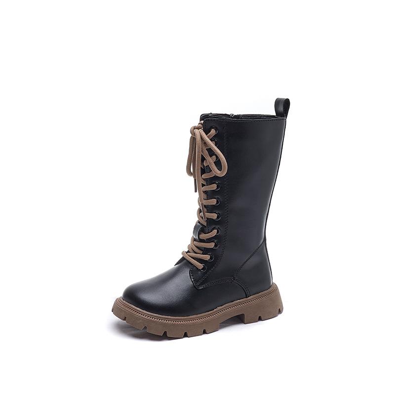 Spring and Autumn  Children's High Top Over Knee Long Boots, Girls' Small Leather Boots