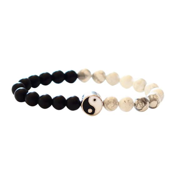 Fashion Classic Round Yin Yang Beads Unisex Bracelet Lovers Couple Jewelry Gift