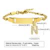 Personalized Initial Letter Stainless Steel Bracelet Custom Engraved Name Bar 18K Gold Plated Waterproof Jewelry for Kid Women