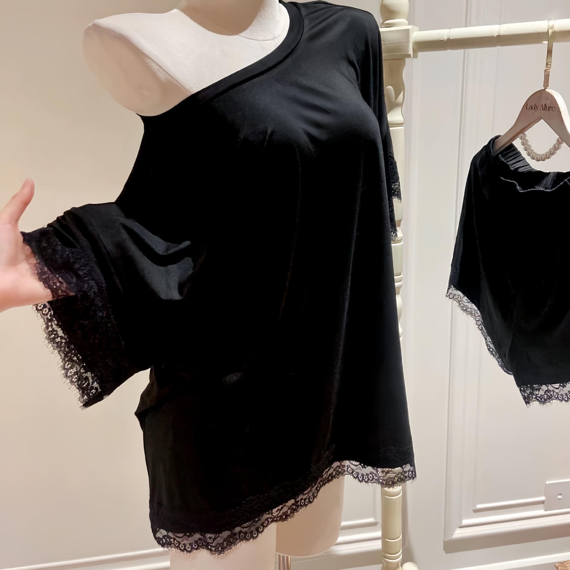 

Guava Plus Size Lace Trim Modal Pajama Set - Short Sleeve & Shorts for Spring/Summer M [80-120 lbs] Modal