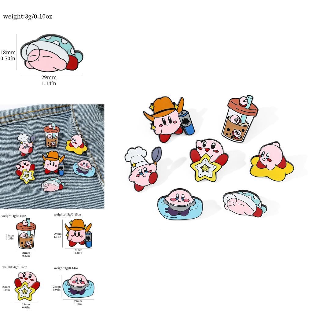 Niedliche Cartoon Kirby Brosche Kreative Legierung Milchteetasse Cowboy Kirby Taschenzubehör Anstecknadel