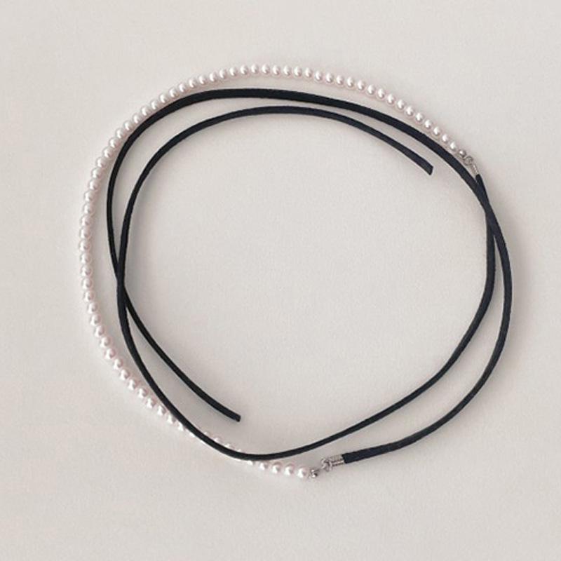 Ribbon Bow Pearl Double-Layer Choker: Women's Retro Niche Design Necklace