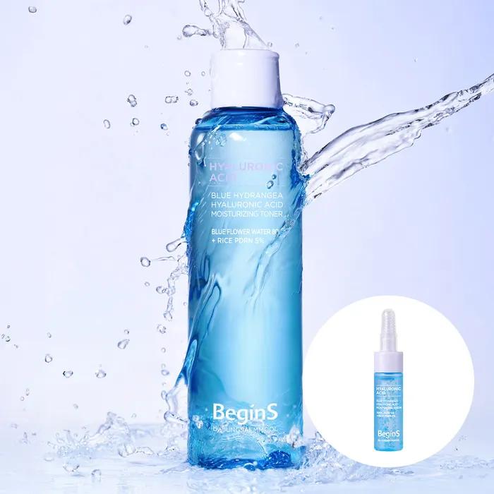 Begins by JUNG SAEM MOOL Blue Hydrangea Hyaluronic Acid Moisture Toner 300ml (Free Gift: 7ml Moisture Serum)