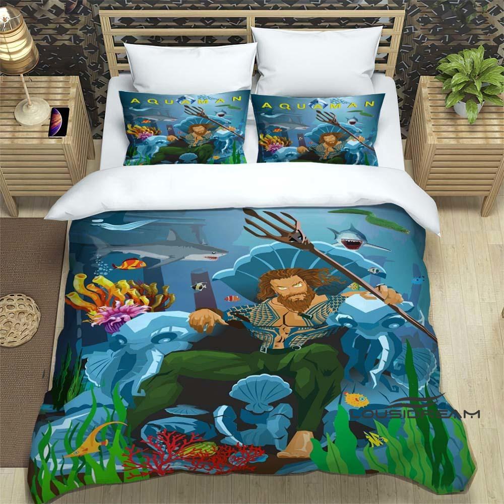 The *Aquaman* fantasy movie duvet cover and pillowcase bedding set is the perfect choice for decorating boys' and girls' bedroom