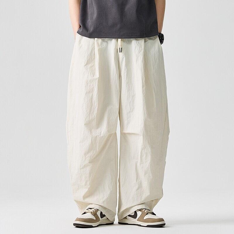 Casual Loose Straight Leg Paratrooper Cargo Pants Unisex Lightweight Big Size M белый