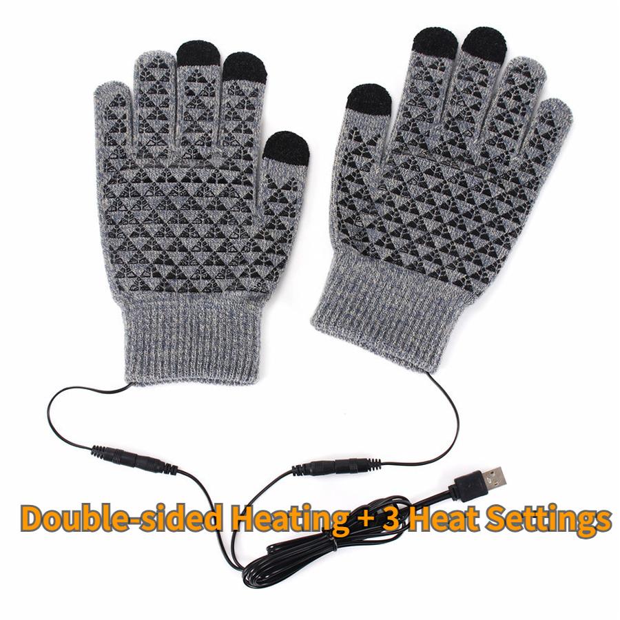 USB Heated Gloves Winter Warm Control Touch Screen Office Outdoor Skiing Riding Anti-Slip Gloves