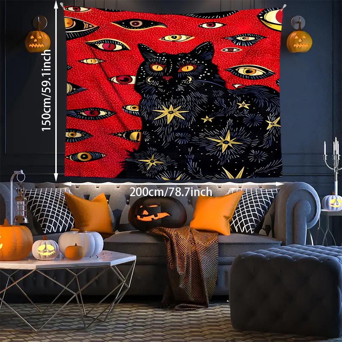 

Ткань с подвеской «Черный кот с множеством глаз» - Хэллоуинский хоррор-декор, Доступно в нескольких размерах 73x95 cm разноцветные