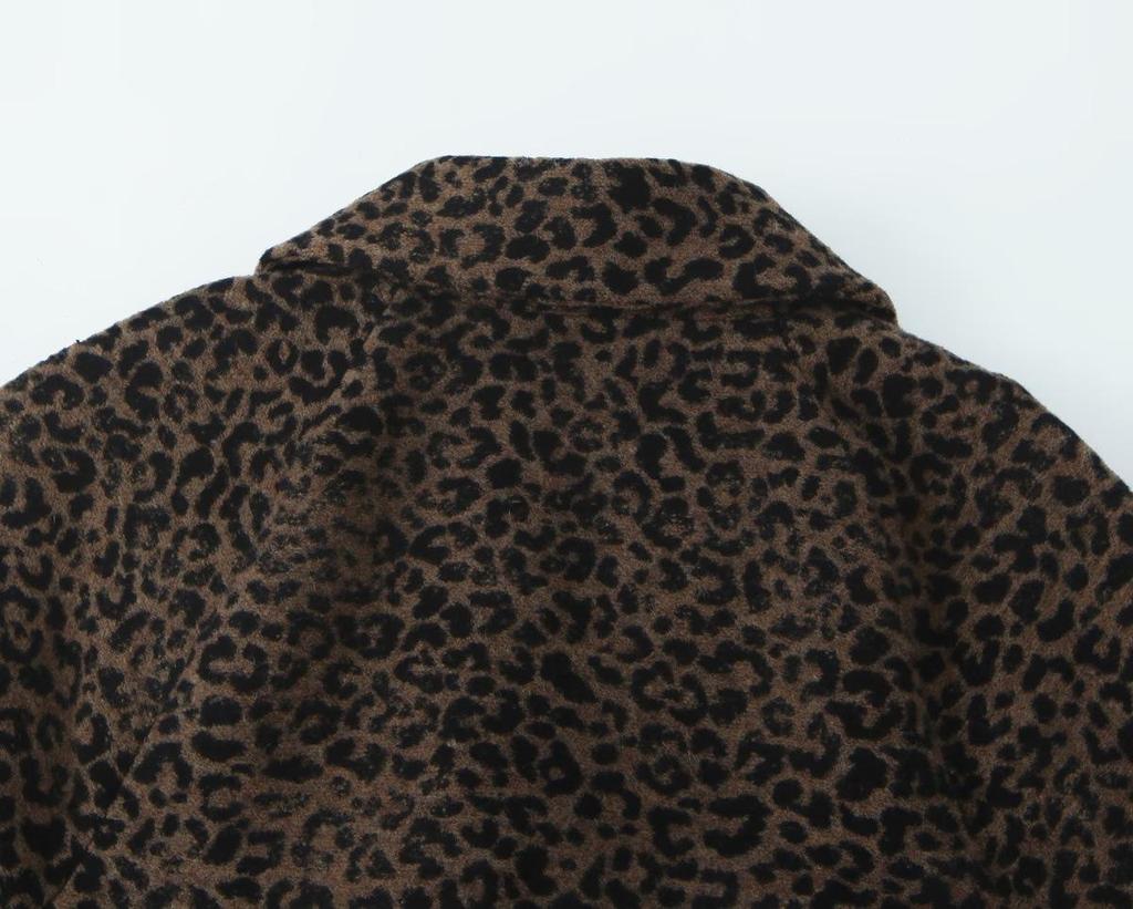 European & American Style Autumn Women's Leopard Print Coat Jacket 8340701