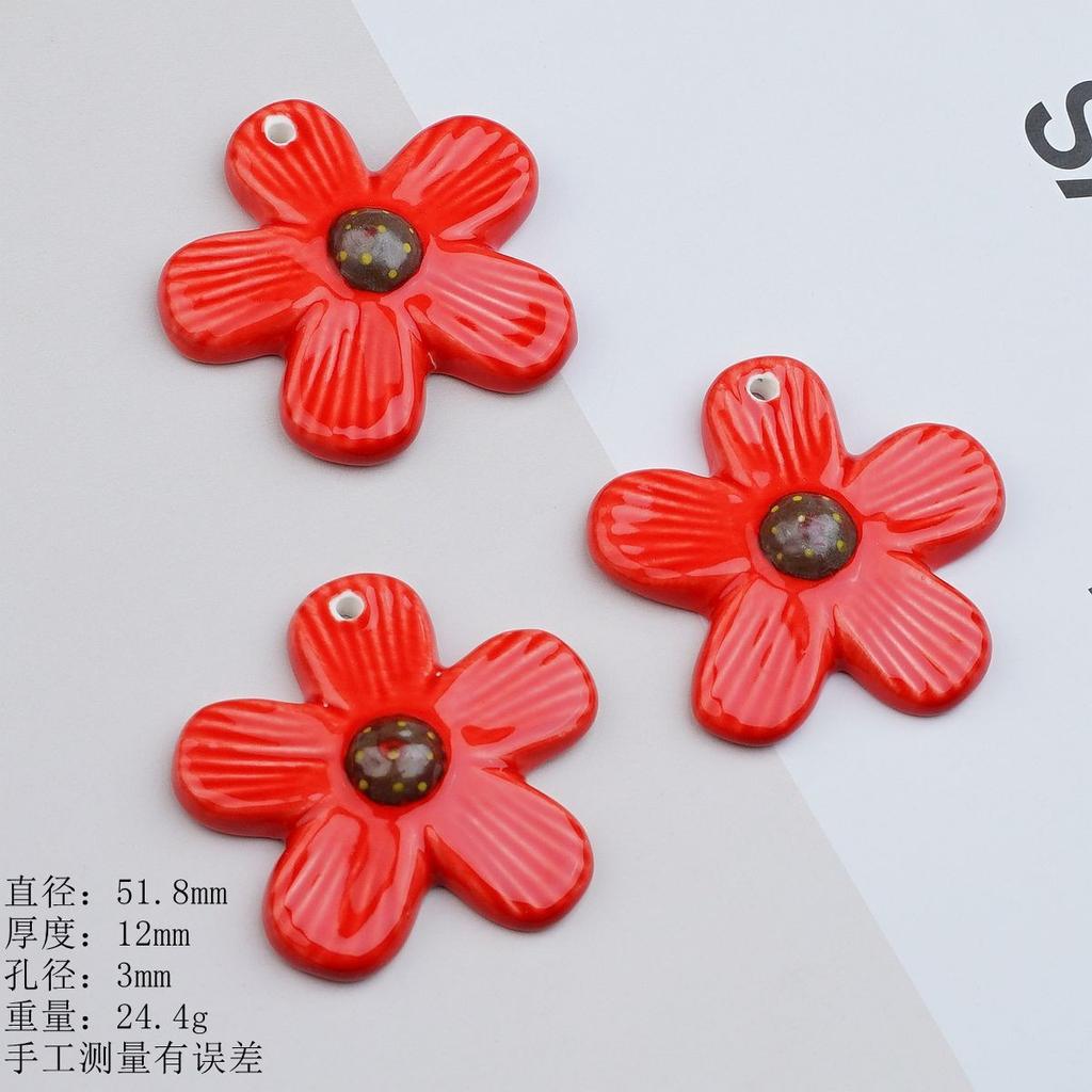 Ceramic Loose Beads Chinese Red Beads Handmade DIY Necklace Loose Beads Accessories