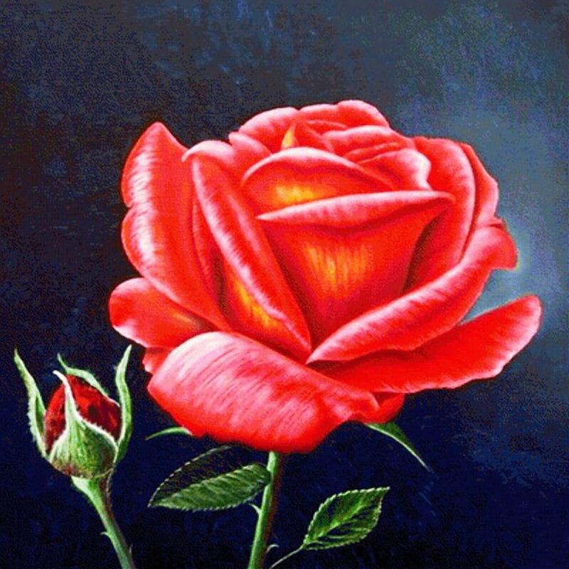 5D DIY Diamond Painting Rose Flower Diamond Embroidery Fresh Flowers Cross Stitch Full Round Drill Manual Home Decor Gift
