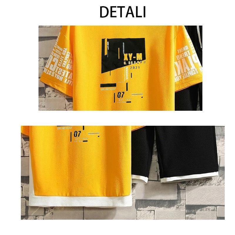 Summer Men Casual Sets Harajuku Shorts Tracksuit T-shirt+Shorts Men's Hip Hop Streetwear Sweat Suits Fashion Printing