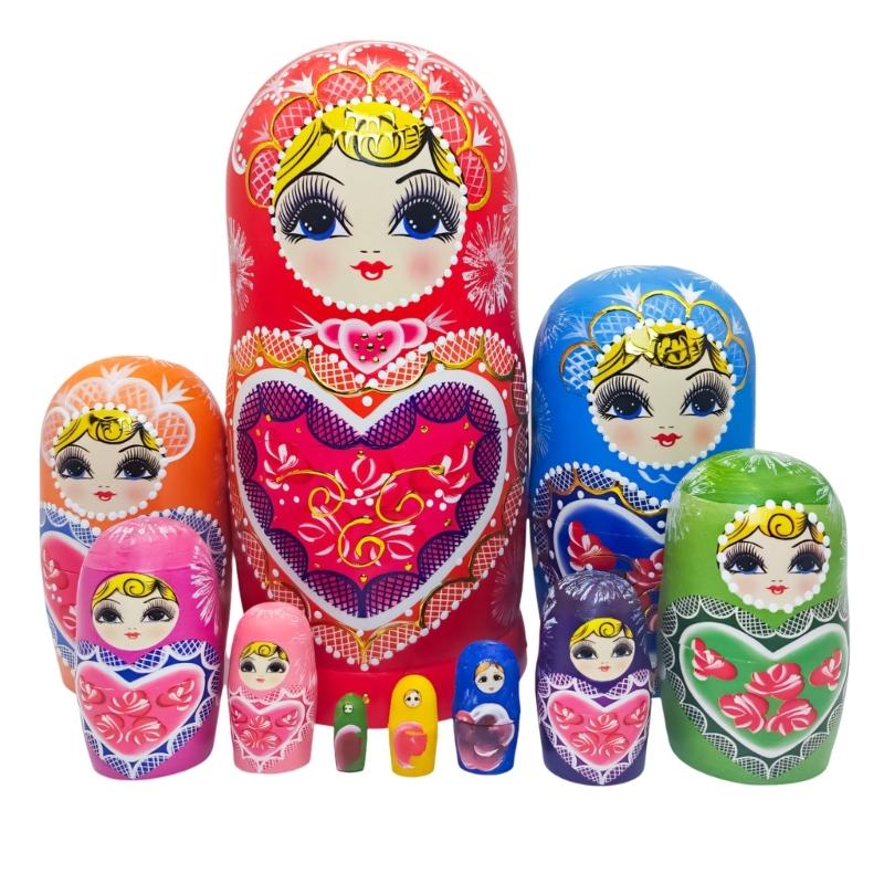 Matryoshka Russian Nesting Doll Traditional Art Russian Nesting Dolls Set of 10 Layers Wooden Toy for Children 1