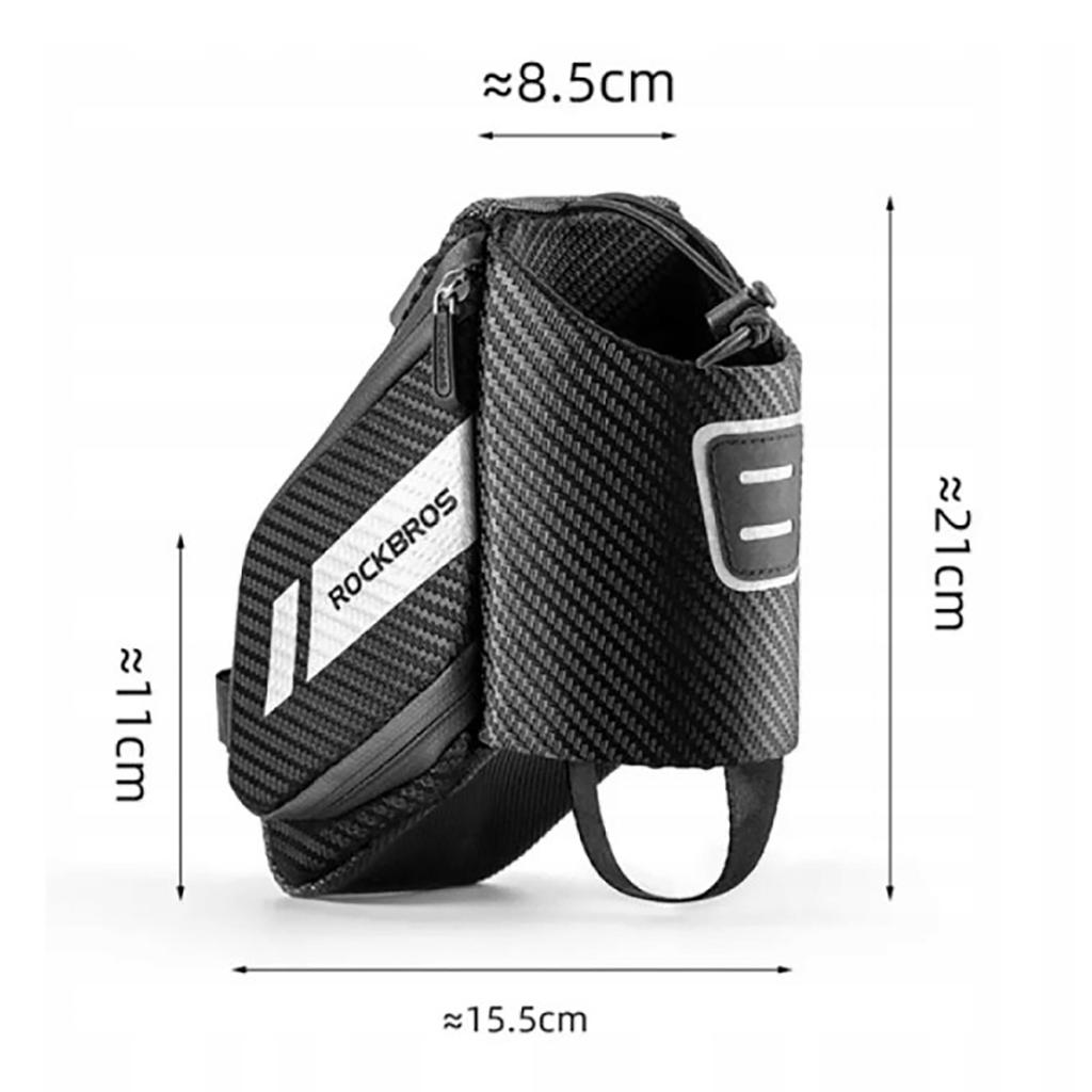 Under-seat bicycle bag with bottle pocket, 15l, black