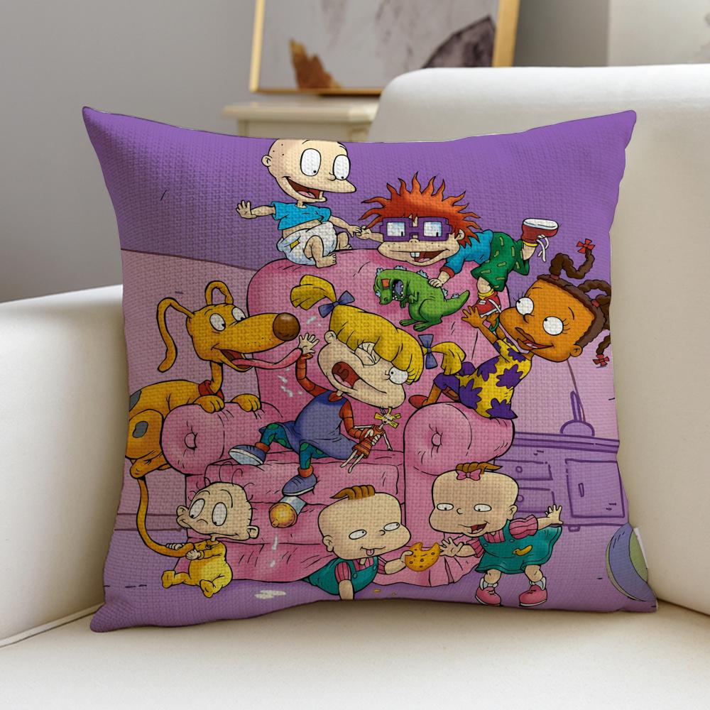 Nostalgic RRugratsS Cushion Cover Breathable and skinfriendly linen pillowcase square removable and washable cushion