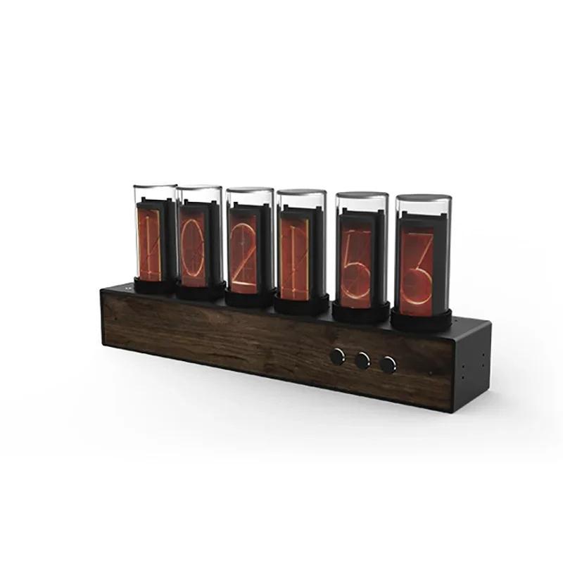 

Vintage Electronic Desktop Luxury Nixie Tube Clock Table Digital Ideas Wood Creative Digital Light Desk Clock Watch Decor Gift чёрный