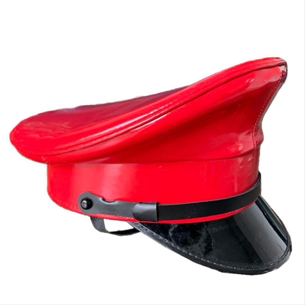 PU Leather Captain Cap Prom Performance Big Brimmed Hat Bar Cosplay Show Hat Personality Beret Cap